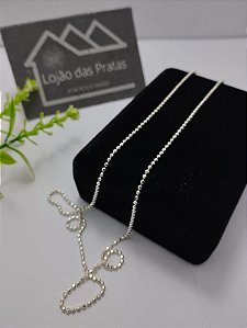 *Corrente Bolinhas Laminadas 45 cm em Prata 925*