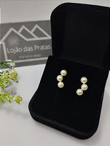 *Brinco trio de perola em Prata 925*