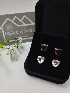 *Brinco coração com pedra zircônia em prata 925*