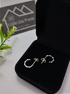 *Brinco meia lua com micro pedras zircônia em Prata 925*