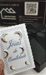 Trio de Brinco Lua em prata 925 - Adulto e Infantil