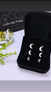 *Trio de Brinco Lua em prata 925*