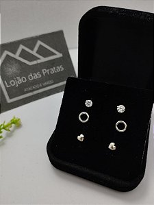 *Trio de brinco em prata 925*