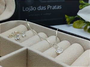 *Conjunto ponto de luz - Corrente 45 cm / Pedra 5,0 cm em prata 925*