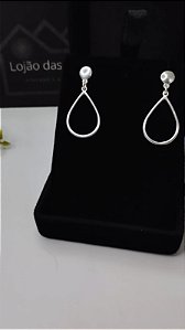 *Brinco argola gota lisa 3cm em prata 925*