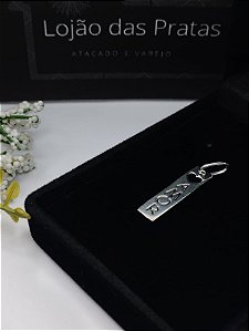 *Pingente Plaquinha Amor com coração vazado de Prata 925*