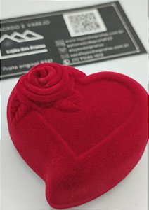 *Porta Joias Aveludada Coração Para Alianças*