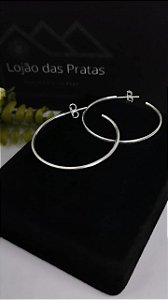 *Brinco argola meia lua 3,0 cm em prata 925*