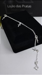 *Pulseira com pingente Cruz 19cm em prata 925*