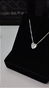 *Conjunto ponto de luz - Corrente 45 cm / Coração 6,0 cm em prata 925*