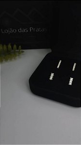 *Brinco ear cuff Reto com micros pederas em prata 925*
