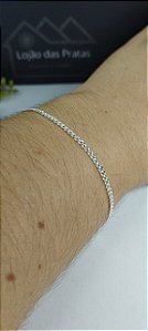 *Pulseira Fina Masculina 1x1 - 0,2mm x 21cm de Prata 925*