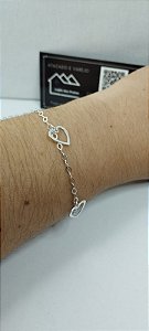 *Pulseira Coração vazado 18cm em prata 925*