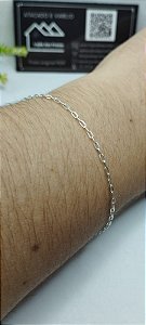 *Pulseira Cadeado fino fio redondo 18cm x1mm em prata 925*