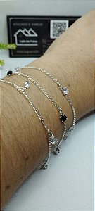 *Pulseira com pedras de zircônia 18cm x 2mm em prata 925*