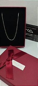 *Corrente Lisa Laminada fio redondo 45cm em prata 925*