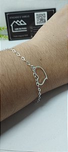 *Pulseira com coração central 19cm x 2mm em prata 925*