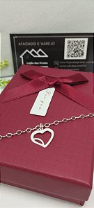*Pulseira com coração com pingente central em prata 925*