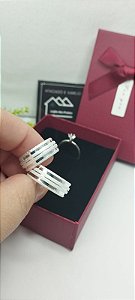 *Aliança de Compromisso, Namoro ou Noivado 0,8mm fosca com risca dupla central*