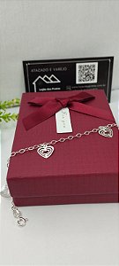 *Pulseira coração vazado 18cm em prata 925*