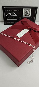 *Pulseira coração vazado 18cm em prata 925*