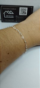*Pulseira coração vazado 18cm em prata 925*