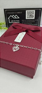*Pulseira Coração vazado 18cm x 2cm em prata 925*