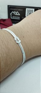 *Pulseira de fios transada com detalhe central 18cm em prata 925*