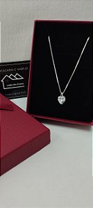 *Conjunto corrente Veneziana com pingente coração em prata 925*