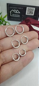 *Trio de Brinco argola fio redondo em prata 925*