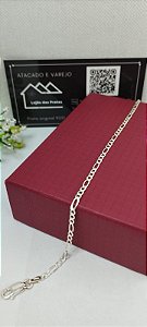 *Pulseira fígaro 3x1 - 3mm x 21cm em Prata 925*