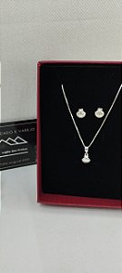 *Conjunto Corrente, Pingente e Brincos Concha em prata 925*