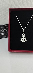 *Conjunto Corrente Veneziana 45cm com Pingente Nossa Senhora Apaecida em prata 925*