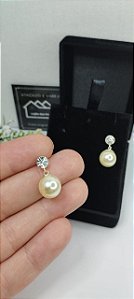 *Brinco Pérola com Pedra em prata 925*