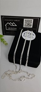 *Conjunto Corrente Fina 1x1 - 0,2mm x 70cm e Pulseira 1x1 - 0,2mm x 21cm em Prata 925*