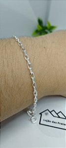 *Pulseira masculina Cartier Cadeado 21cm x 3mm em prata 925*