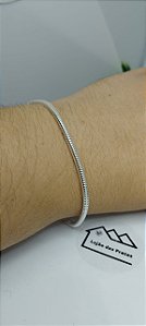 *Pulseira Lacraia - Rabo de Rato Fio redondo 18cm x 3mm em prata 925*