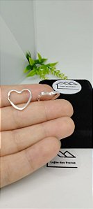 *Brinco argola 1,5cm Coração fio quadrado em prata 925*