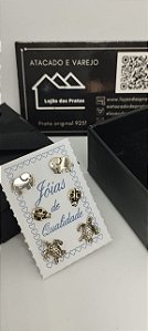 *Trio de brincos bichos Elefante, Joaninha e Tartaruga em prata 925*