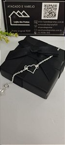 *Pulseira com Coração vazado central em prata 925*