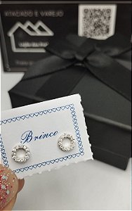 Brinco Circulo com pedras em prata 925
