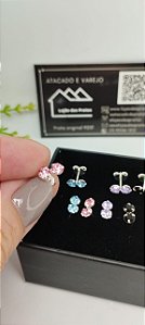 *Brinco Ponto de luz duplo em prata 925*