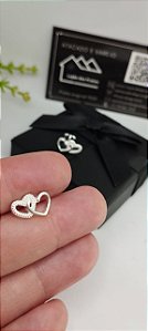 *Brinco Coração Duplo em prata 925*