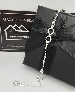 Pulseira com símbolo Infinito central em prata 925 *Atacao de Varejo*