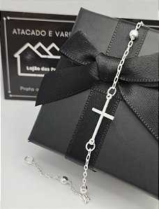 Pulseira com Cruz central em prata 925 *Atacao de Varejo*