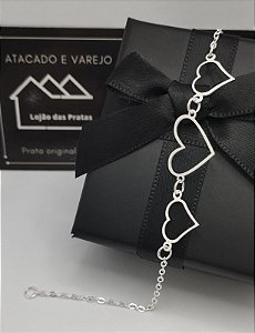 Pulseira Trio de Corações em prata 925 *Atacao de Varejo*