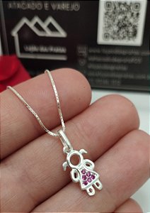 Corrente Veneziana e Pingente menina em prata 925
