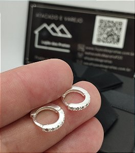 Brinco Argola com pedras na lateral em prata 925