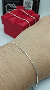 Conjunto Colar + Pulseira Rabo de Rato com Bolinhas em Prata 925