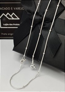 Conjunto Colar + Pulseira Rabo de Rato com Bolinhas em Prata 925
